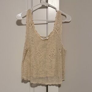 Sadie & Sage Beige Crochet Crop Top